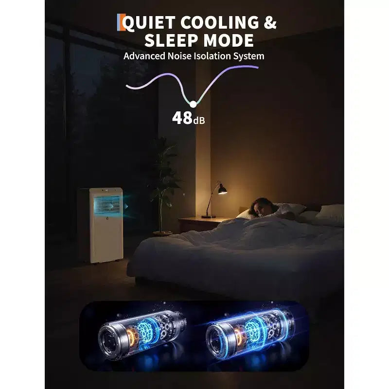 Acondicionador de aire portátil 3 en 1 GustoWave de 8,000 BTU - Enfría hasta 450 pies cuadrados, silencioso <42dB con temporizador de 24H y control remoto, de pie