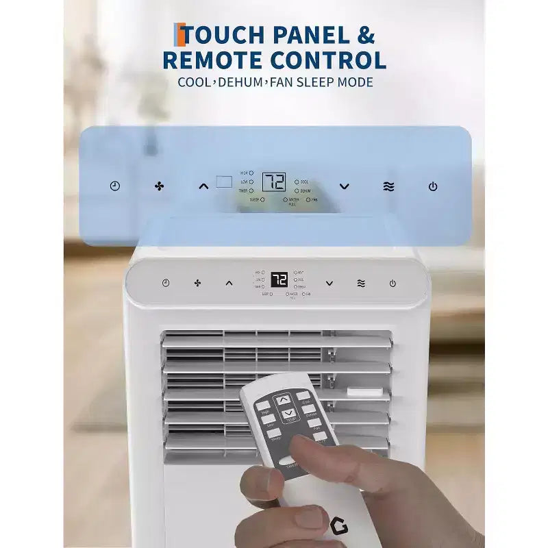 Acondicionador de aire portátil 3 en 1 GustoWave de 8,000 BTU - Enfría hasta 450 pies cuadrados, silencioso <42dB con temporizador de 24H y control remoto, de pie