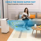 Acondicionador de aire portátil 3 en 1 GustoWave de 8,000 BTU - Enfría hasta 450 pies cuadrados, silencioso <42dB con temporizador de 24H y control remoto, de pie