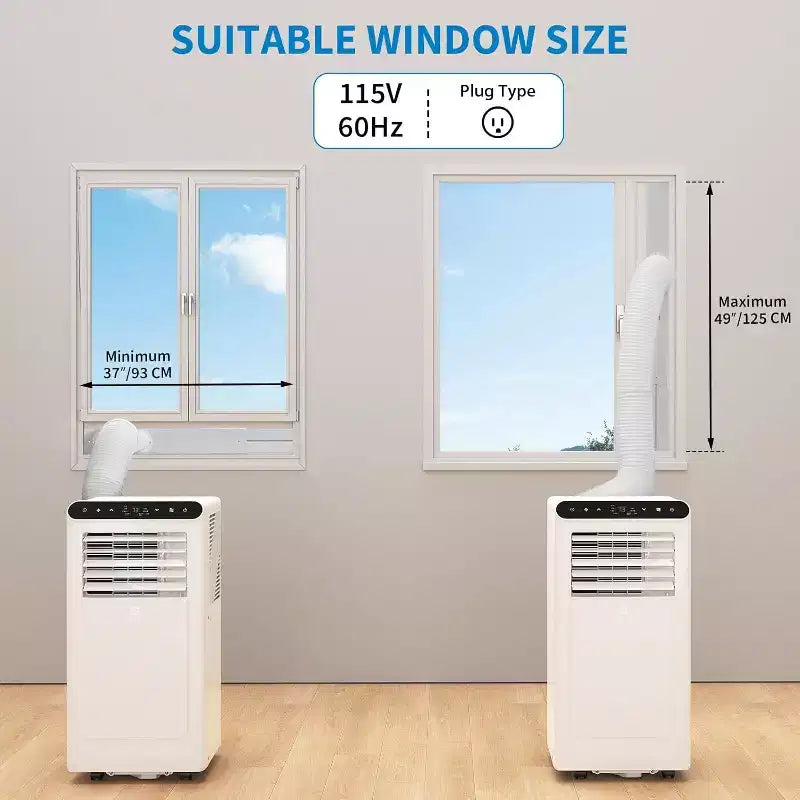 Acondicionador de aire portátil 3 en 1 GustoWave de 8,000 BTU - Enfría hasta 450 pies cuadrados, silencioso <42dB con temporizador de 24H y control remoto, de pie