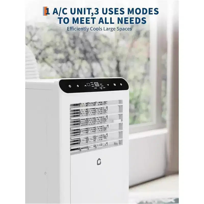 Acondicionador de aire portátil 3 en 1 GustoWave de 8,000 BTU - Enfría hasta 450 pies cuadrados, silencioso <42dB con temporizador de 24H y control remoto, de pie
