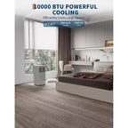 Aire Acondicionado Portátil 3 en 1 de 10,000 BTU - Enfría hasta 41.8 m², Enfriamiento sin Drenaje, Modo de Sueño Silencioso, Cubierta Negra y Gris