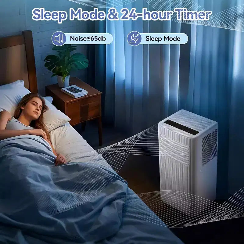 Aire acondicionado portátil 3 en 1 de 10,000 BTU - Enfría hasta 52 m², pantalla LED, control remoto y kit de ventilación para ventana incluidos