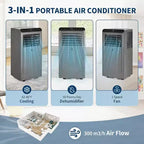 Climatiseur portable 4 en 1 GustoWave 8 000 BTU - Refroidit jusqu'à 32,5 m², fonctionnement silencieux, télécommande, minuterie 24h, écran LED