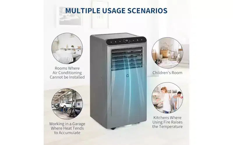 Climatiseur portable 4 en 1 GustoWave 8 000 BTU - Refroidit jusqu'à 32,5 m², fonctionnement silencieux, télécommande, minuterie 24h, écran LED