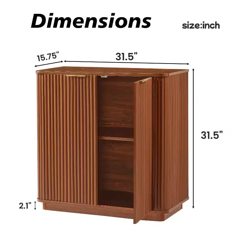 ModernLuxe Buffet Sideboard Cabinet, Modern Accent Storage Cabinet with Curved Wave Design & Adjustable Shelf