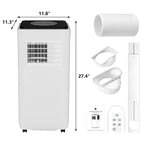 Climatiseur portable GustoWave 10 000 BTU pour pièces jusqu'à 42 m² avec minuterie 24h, mode veille, plateau noir