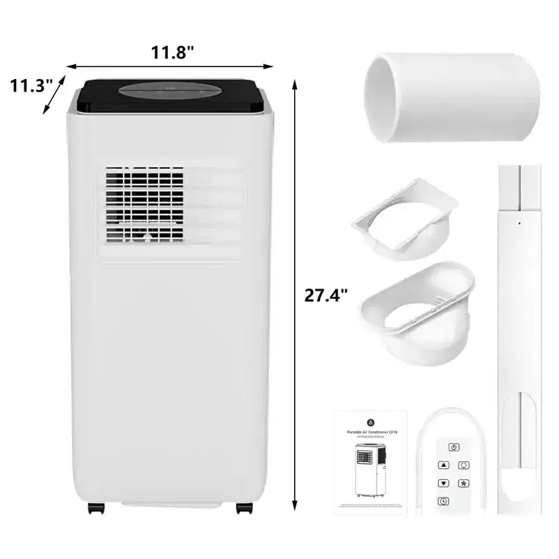 Climatiseur portable GustoWave 10 000 BTU pour pièces jusqu'à 42 m² avec minuterie 24h, mode veille, plateau noir