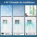 Climatiseur portable GustoWave 10 000 BTU pour pièces jusqu'à 42 m² avec minuterie 24h, mode veille, plateau noir