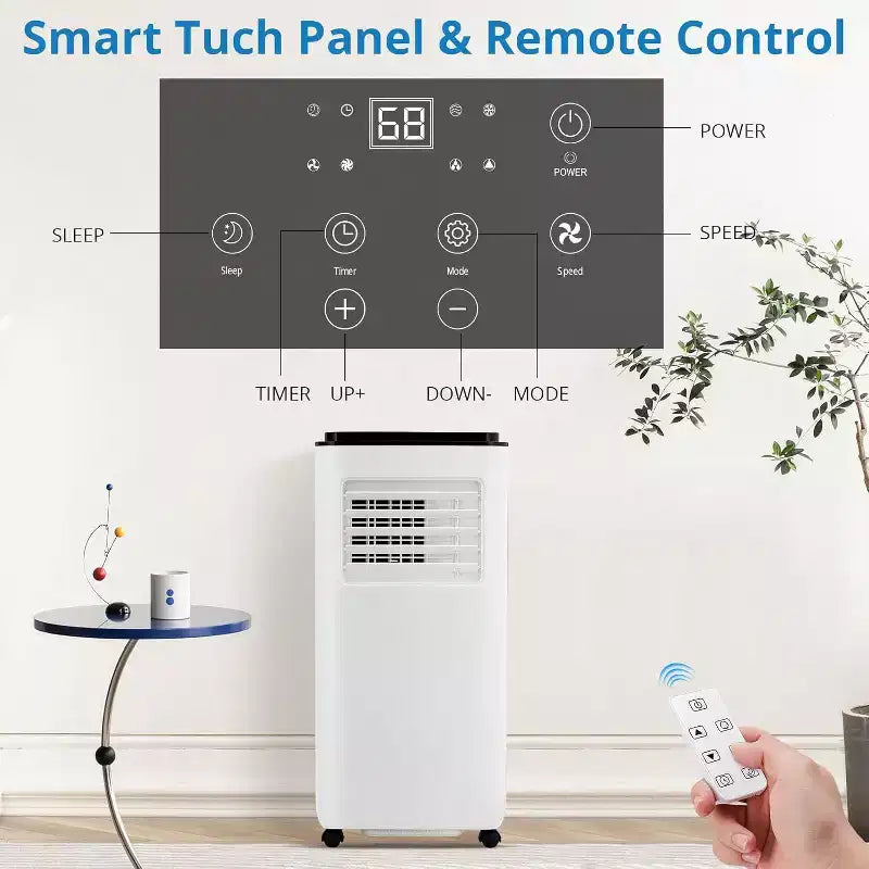 Climatiseur portable GustoWave 10 000 BTU pour pièces jusqu'à 42 m² avec minuterie 24h, mode veille, plateau noir