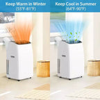 Climatiseur Portable GustoWave 14000 BTU avec Chauffage, Unité de Climatisation Intérieure pour Pièces Jusqu'à 70 m², Blanc/Noir