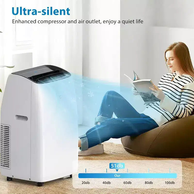 Climatiseur Portable GustoWave 14000 BTU avec Chauffage, Unité de Climatisation Intérieure pour Pièces Jusqu'à 70 m², Blanc/Noir