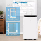 Climatiseur Portable GustoWave 14000 BTU avec Chauffage, Unité de Climatisation Intérieure pour Pièces Jusqu'à 70 m², Blanc/Noir
