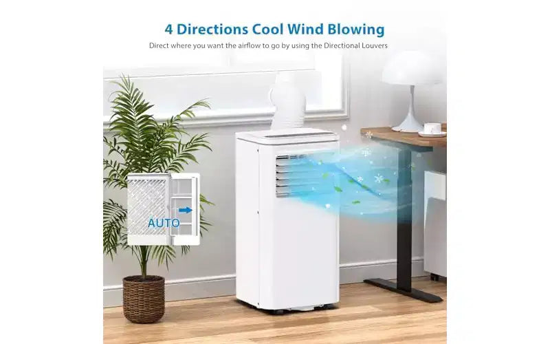 Climatiseur portable 3-en-1 8 000/10 000 BTU - Refroidit jusqu'à 42 m², fonctionnement silencieux, filtre lavable, écologique R32