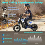 ECOLEAP K1 Moto de Cross Eléctrica para Niños 36V, 25.7 KM/H Rápida, 22.5 KM de Autonomía, Motor de 700W Pico, 3 Modos de Velocidad, Neumáticos Todoterreno de 12 Pulgadas, UL, Edades 3-10
