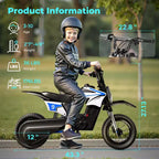 ECOLEAP K1 Moto de Cross Eléctrica para Niños 36V, 25.7 KM/H Rápida, 22.5 KM de Autonomía, Motor de 700W Pico, 3 Modos de Velocidad, Neumáticos Todoterreno de 12 Pulgadas, UL, Edades 3-10