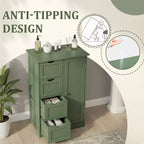 Green Bathroom Storage Cabinet with 4 Drawers and 1 Door