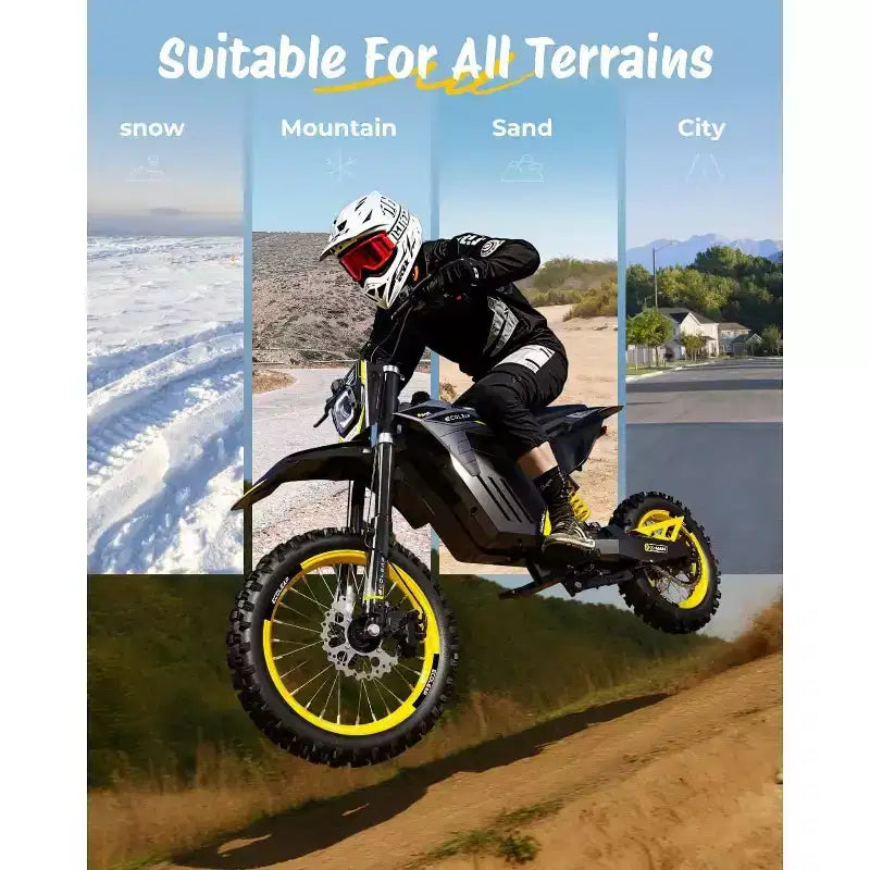 ECOLEAP Bicicleta de cross eléctrica con pico de 3500 W para adolescentes y adultos, E-Bike todoterreno de 37 MPH, batería de 48 V 21 Ah, hasta 55 millas de autonomía, 400 LBS, 13+