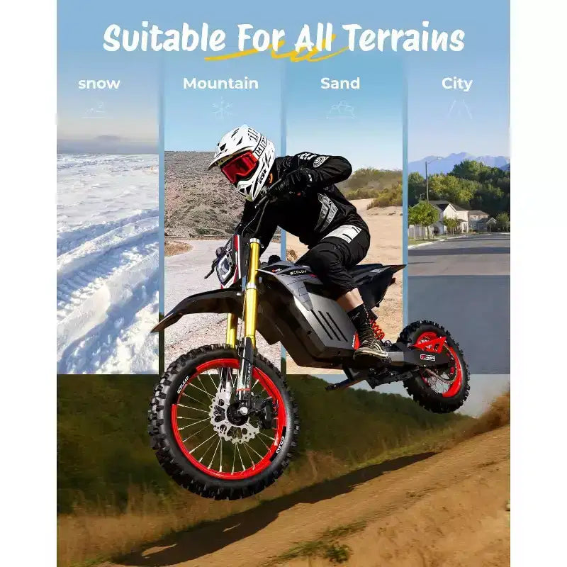 ECOLEAP Bicicleta de cross eléctrica con pico de 3500 W para adolescentes y adultos, E-Bike todoterreno de 37 MPH, batería de 48 V 21 Ah, hasta 55 millas de autonomía, 400 LBS, 13+