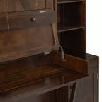Whisen Queen Murphy Bed Frame with Desk & Storage, Wood Wall Bed with Cabinets & Drawers