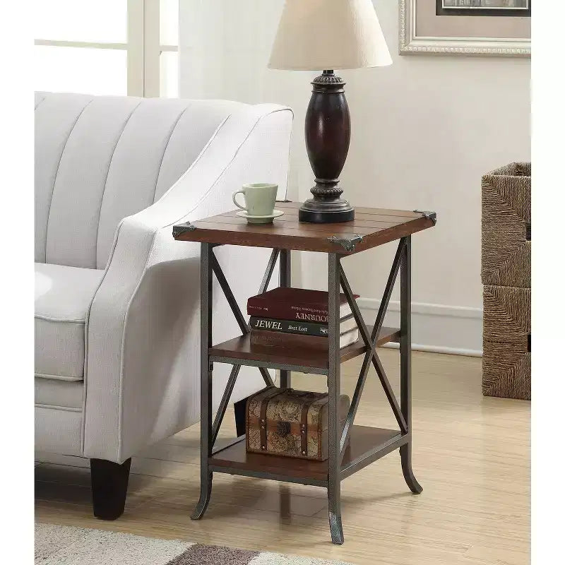 Table d'appoint rectangulaire en métal HomeStock 1 pièce