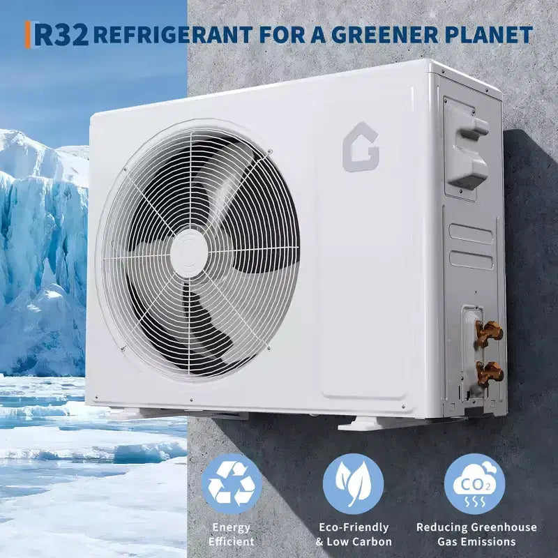 Climatiseur Mini Split Acekool 9000 BTU 19 SEER2, Pompe à Chaleur Inverter Ultra-Silencieuse, 230V, Blanc, Kit de Lignes 3m