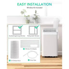 Climatiseur portable Acekool 12000 BTU 3-en-1, refroidit 51 m², télécommande, balayage automatique et minuterie, blanc