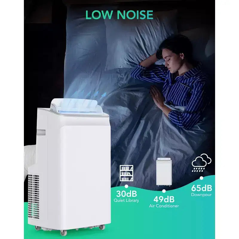 Climatiseur portable Acekool 12000 BTU 3-en-1, refroidit 51 m², télécommande, balayage automatique et minuterie, blanc