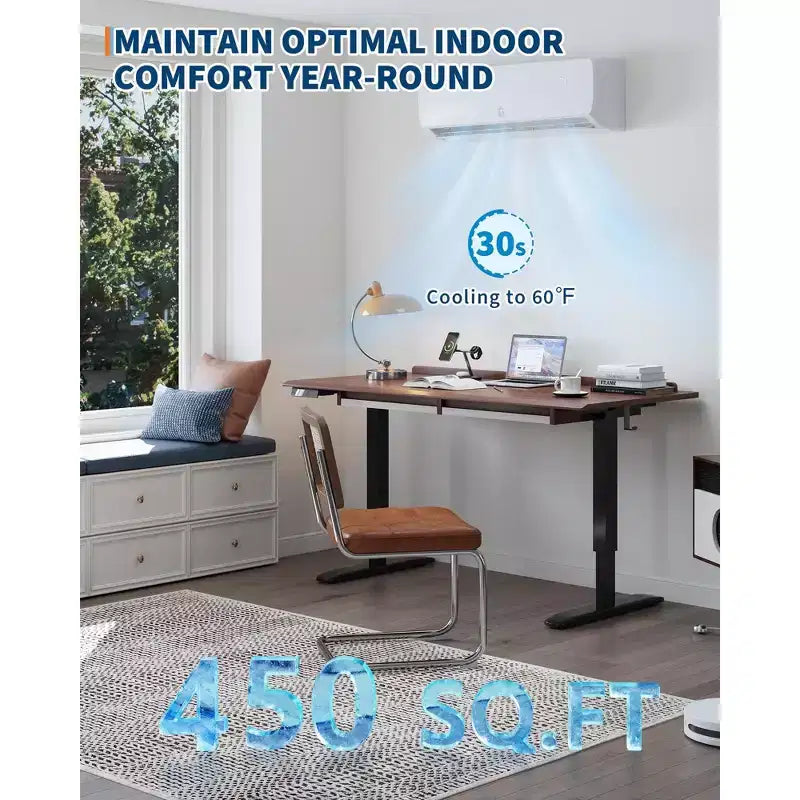 Climatiseur bibloc Acekool 9 000 BTU avec pompe à chaleur, inverseur sans conduit 19 SEER2 CA 115 V, montage mural, kit d'installation, blanc
