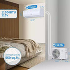 Climatiseur et Chauffage Mini Split Acekool 11500 BTU, Climatiseur Inverseur Sans Conduit Wi-Fi 230V, Refroidit Chauffe 70 m², Blanc