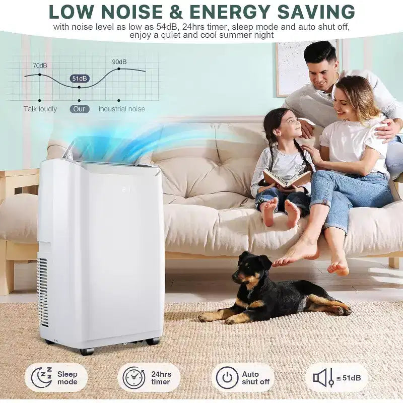 Acondicionador de Aire Portátil 3 en 1 GustoWave de 12000 BTU con Enfriamiento, Varias Velocidades, Modo Suspensión, Oscilación Automática, Control Remoto
