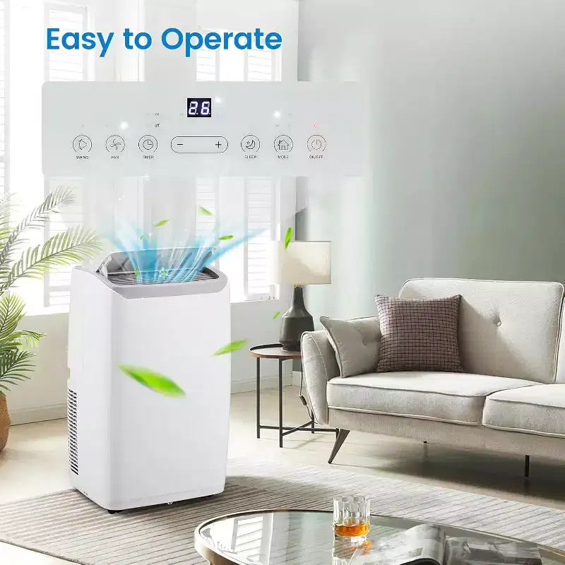 Acondicionador de Aire Portátil 3 en 1 GustoWave de 12000 BTU con Enfriamiento, Varias Velocidades, Modo Suspensión, Oscilación Automática, Control Remoto