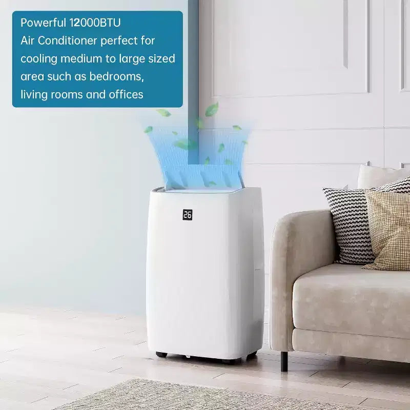 Aire Acondicionado Portátil GustoWave de 12000 BTU con Funciones de Enfriamiento, Deshumidificación y Ventilador para Habitaciones Medianas