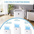 Aire Acondicionado Portátil GustoWave de 12000 BTU con Funciones de Enfriamiento, Deshumidificación y Ventilador para Habitaciones Medianas