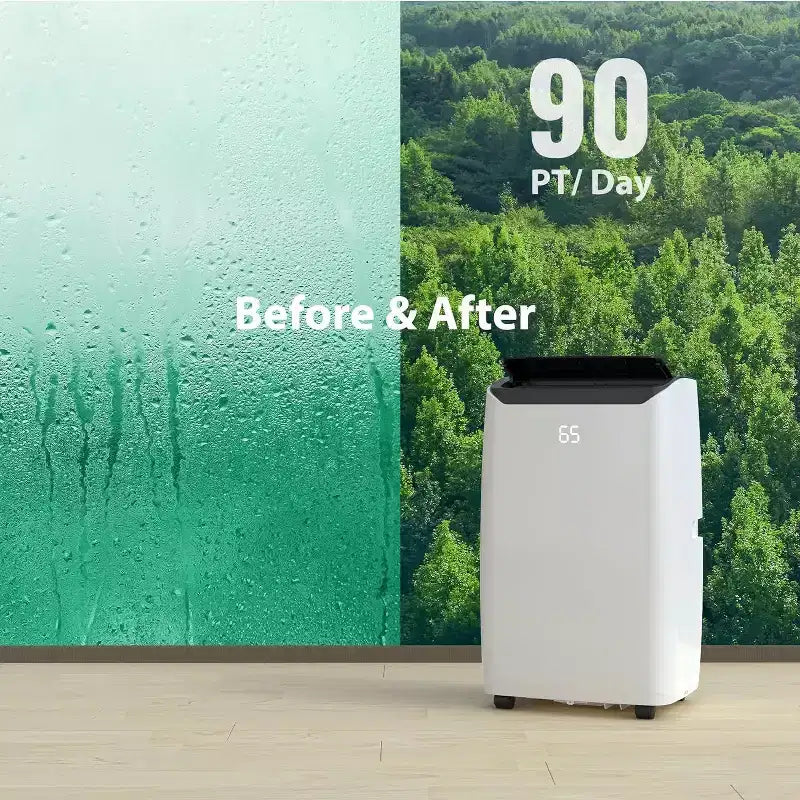 Climatiseur portatif GUSTOWAVE 14 000 BTU avec fonctions de refroidissement, de déshumidification et de ventilation, minuterie de 24 heures, rafraîchit une surface allant jusqu'à 70 m², noir.