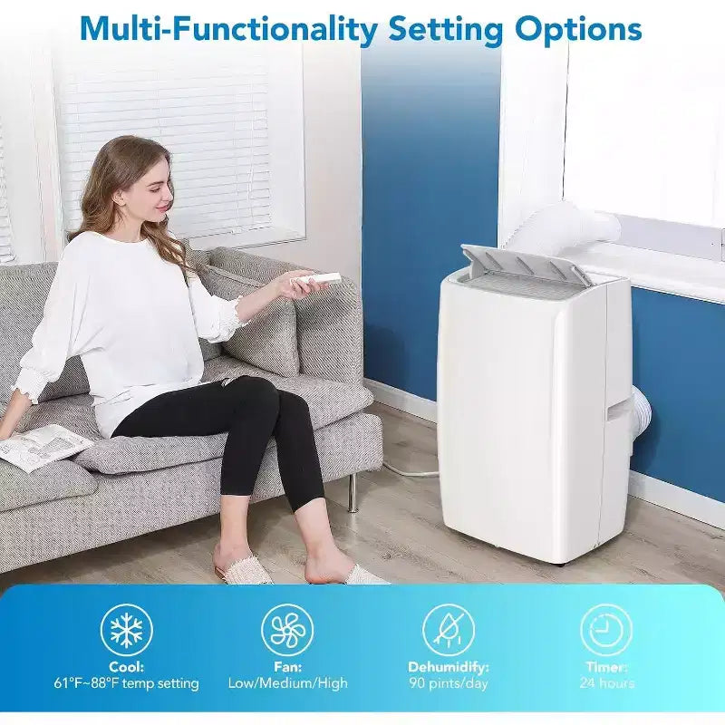 Climatiseur portable GustoWave, unité de climatisation de 14 000 BTU pour la maison et le bureau, pièces jusqu'à 70 m².