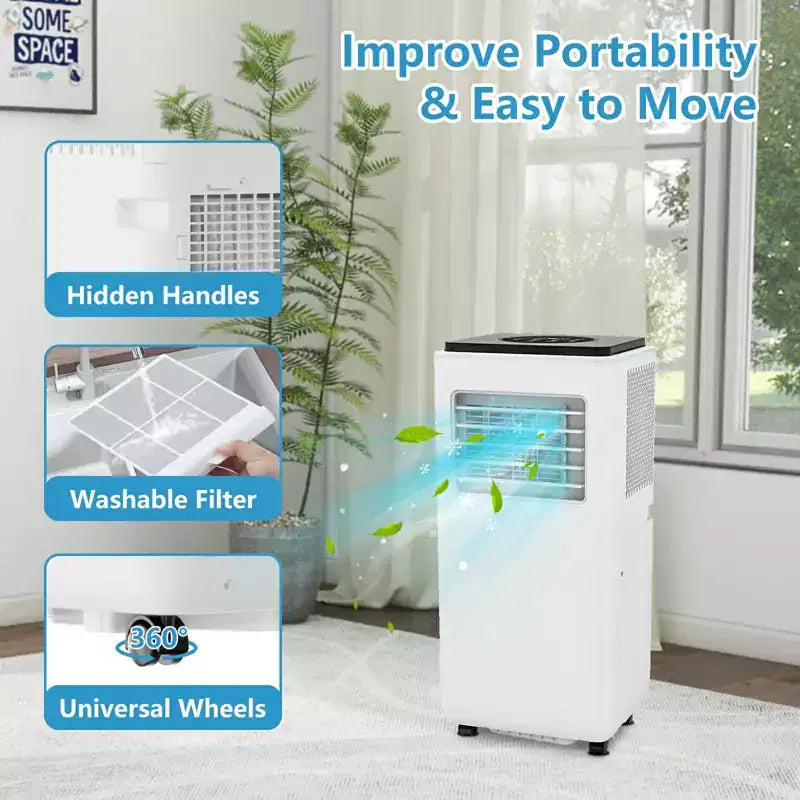Climatiseur portable GustoWave 8000 BTU, unité de climatisation économe en énergie avec télécommande, minuterie 24h, pour pièces jusqu'à 32,5 m².