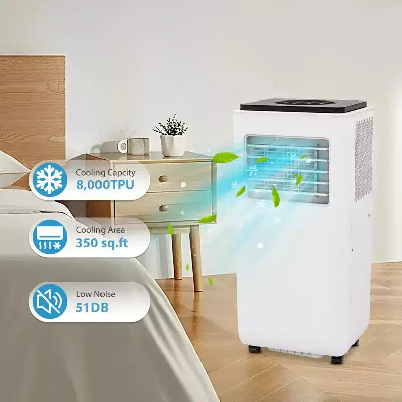 Climatiseur portable GustoWave 8000 BTU, unité de climatisation économe en énergie avec télécommande, minuterie 24h, pour pièces jusqu'à 32,5 m².