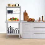 Stainless Steel Table with Shelves,Prep Table with Hooks,Heavy Duty Worktable Workbench for Home Commercial Kitchen Steel Countertop