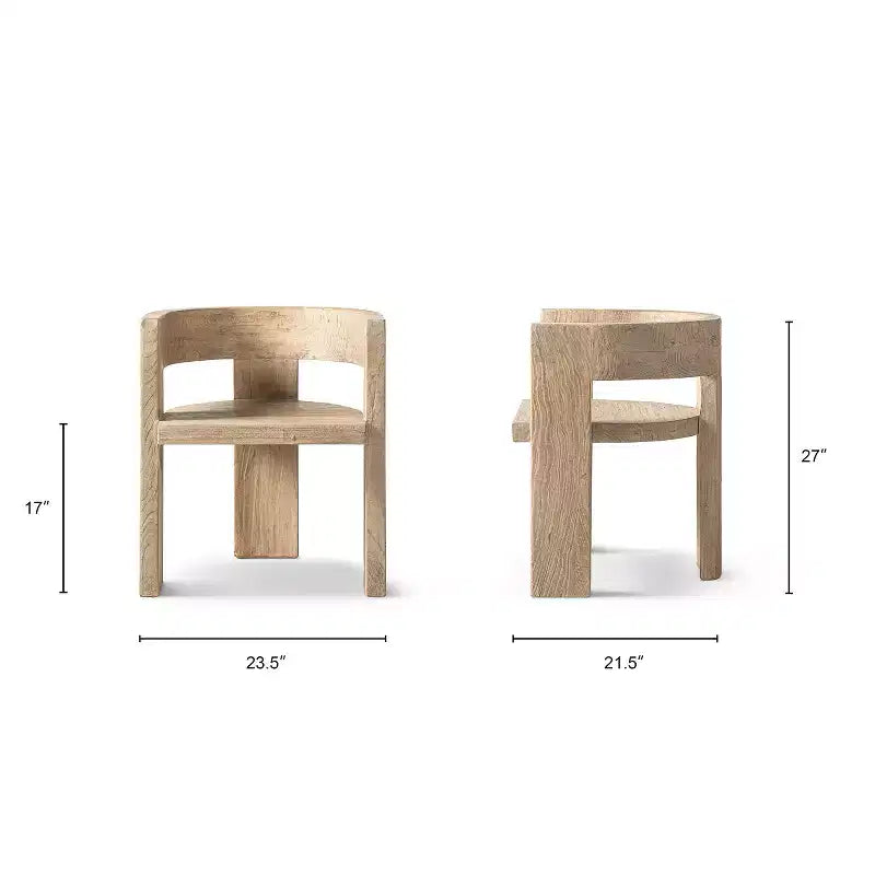 Jennifer Taylor Home Soren Solid Reclaimed Elm Sculptural Accent Curved Dining Chair