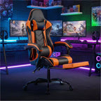 Sillón de Gaming con Reposapiés, Silla Ergonómica para Ordenador con Reposacabezas y Soporte Lumbar, Silla de Juego Transpirable y Ajustable en Altura para Hogar y Oficina