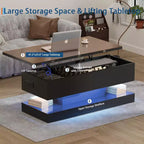 Table basse relevable de 120 cm, table de rangement moderne pour salon, salle à manger, bureau à domicile - 120 L*49 l*45 H cm