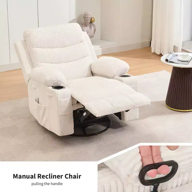 Swivel Rocker Recliner Chair with Massage and Heat