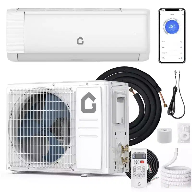 Climatiseur et Chauffage Mini Split 12000 BTU, Inverter 21 SEER2, Mural sans Conduit, 230V, WiFi/Télécommande, R32, ECO, Déshumidification, Minuterie 24H, Refroidissement Haute Vitesse