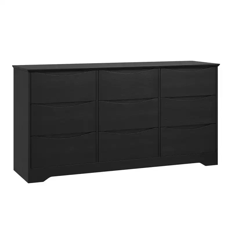 Commode en bois COZONY à 9 tiroirs, coffre de rangement moderne de 59 po de large avec poignées cachées et plateau large