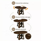 Extendable Round Dining Table for 4-8 People with Storage Shelf