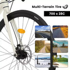 NAYSAYE Bicicleta de Carretera 700C, 16 velocidades, cuadro ligero de aluminio con doble freno de disco para hombre y mujer, 68*18*37.5