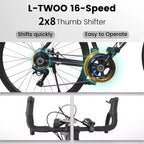 NAYSAYE Bicicleta de Carretera 700C, 16 velocidades, cuadro ligero de aluminio con doble freno de disco para hombre y mujer, 68*18*37.5