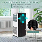 Acondicionador de aire portátil Costway 8000 BTU ASHRAE Unidad de aire acondicionado 3 en 1 con refrigeración, deshumidificador, ventilador y modo de suspensión