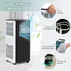 Acondicionador de aire portátil Costway 8000 BTU ASHRAE Unidad de aire acondicionado 3 en 1 con refrigeración, deshumidificador, ventilador y modo de suspensión